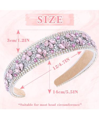 Flayem Rhinestone Headband Glitter Sparkly Crystal Hair Hoop Gorgeous Padded Wide Hair band Jewelry Accessories Prom Banquet Headwear for Women and Girls (Pink) - Buy Online on GoSupps.com