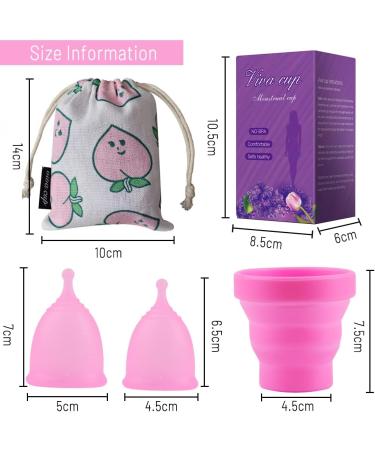Fainfun Menstrual Cup Set - 2 Soft Silicone Period Cups (Size Small & Large) - Eco-Friendly Pink Menstruation Cups for Comfort & Protection - Shop Now! - Buy Online on GoSupps.com
