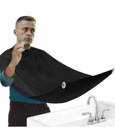 Beard Bib Apron Beard Hair Catcher for Men Shaving and Trimming Gifts for Boyfriend Husband Dad Grooming Accessories(Black)