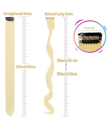 Blonde Clip-In Hair Extensions for Girls | 17 Inch Colorful Curly Wavy Highlights | 12 Pcs Kids & Women's Hair Accessories - Buy Online on GoSupps.com