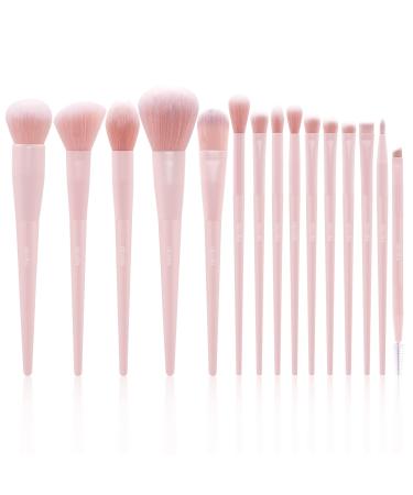 Makeup Brushes  Dpolla 15Pcs Complete Synthetic Makeup Brush Set with Professional Foundation Brushes Powder Concealers Eye shadows Blush Makeup Brush for Perfect Makeup(Pink)