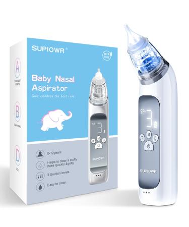 Nasal Aspirator for Baby  Kids Nose Suction Device with Food Grade Silicone Mouthpiece 3 Suction Modes and Advanced Soothing Music and Lighting   Electric Nasal Aspirator for Toddler - Rechargeable Grey