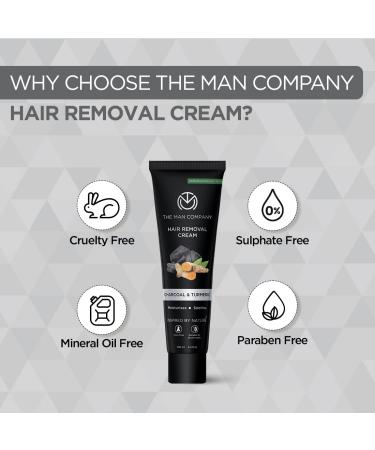 Buy The Man Company Hair Removal Cream with Charcoal & Turmeric - 100g | Dermatologically Tested for All Skin Types - Fast International Shipping - Buy Online on GoSupps.com