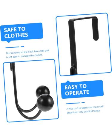 2pcs Double Hook Towel Rack Coat Hangers Over Door Hangers Hooks Door Hook Coat Hook Wardrobe 14x9cm Black - Buy Online on GoSupps.com