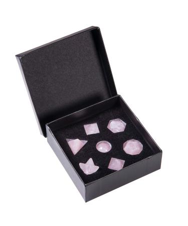 Nupuyai 7 Pieces Rose Quartz Stone Platonic Solids Set Sacred Geometry Reiki Healing Crystal Healing Stone with Gift Box Pink