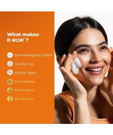 WOW Skin Science Brightening Vitamin C Foaming Face Wash with Built-In Face Brush for deep cleansing - No Parabens Sulphate Silicones & Color - 100mL - Buy Online on GoSupps.com