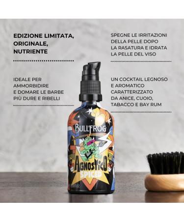 Bullfrog - Baume Barbe Agnostico Spiced Multifonction dition Limit e Artist 100ml - Nourrit et Hydrate la Barbe - Prot ge contre les Irritations - Notes d Anis de Cuir de Tabac et de Bay Rum - Buy Online on GoSupps.com
