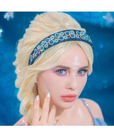 Flayem Rhinestone Headband Sparkly Crystal Headband Glitter Heart Paddle Wide Hairband Gorgeous Banquet Hair Hoop Accessories for Women and Girls (Blue Crystal) - Buy Online on GoSupps.com