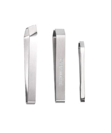FRUTA 3 Pieces Fish Bone Tweezers Stainless Steel Flat and Slant Tweezers Hair Pliers Removal Tool