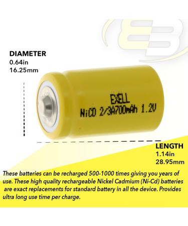 Buy 2x 2/3A Size 1.2V 700mAh NiCD Rechargeable Batteries - Ideal for iBeacons IoT Devices Emergency Lighting & More | Fast International Shipping - Buy Online on GoSupps.com