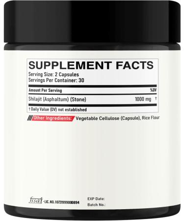 1000Mg Shilajit Pure Himalayan Organic Capsules - Contains Natural Fulvic, Humic Acid & 85 Others - Shilajit Supplement for Body Balance, Heart Health, Brain & Immune System Support - 60 Counts 60 Count (Pack of 1) - Buy Online on GoSupps.com