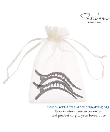 Parcelona French Brill Beak Large Black Tortoise Shell Brown Hair Clip Set - 2 pack - Buy Online on GoSupps.com