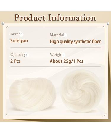 Sofeiyan Mini Claw Clip Hair Bun Extension - 2PCS White Blonde Updo Space Bun Pieces - Buy Online on GoSupps.com