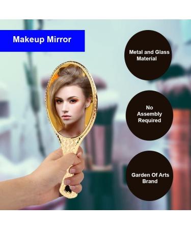 Garden Of Arts Golden Handheld Salon Barbers Hairdressers Oval Mirror with Grip Handle - Buy Online on GoSupps.com