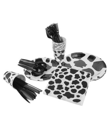Alipis 1 Set Party Decoration Flatware Tableware Kit Fruit Dish Birthday Party Tableware Party Printing Tableware Household Tableware Cow Theme Tableware Food Plate Pe The Cow Child