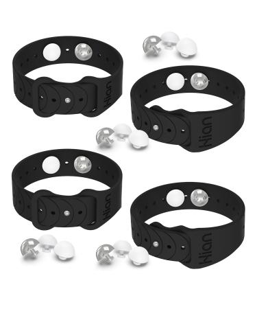 Motion Sickness Bands Anti Nausea Acupressure Wristband Sea Sickness Wristbands Nausea Bands Natural Relief Motion & Morning Sickness -(2 Pairs Black)