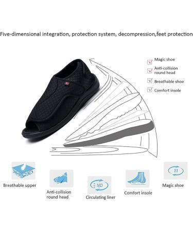 ZJING Men's Adjustable Diabetic Slippers - Extra Wide Width Sandals for Swollen Feet - Black, Size 9 - Buy Online on GoSupps.com