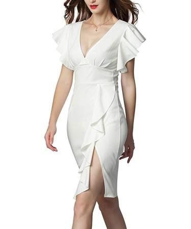 Briskyry V-Neck Floral Business Dresses for Ladies | Elegant Summer Bustier & Ruffled Hem Fashion - Buy Online on GoSupps.com