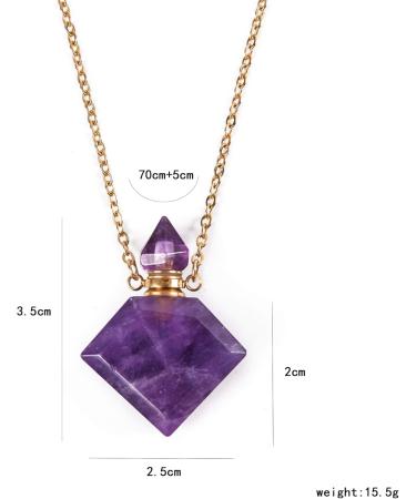 YGLINE Women's Long Necklace - Natural Crystal Gemstone Essential Oil Diffuser Perfume Bottle Pendant Jewelry - Buy Online on GoSupps.com