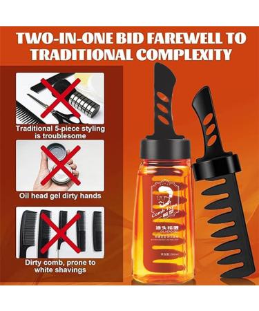 2-In-1 Man Hair Styling Gel Head Hair Cream With Wide Tooth Comb Strong Hold Hair Stying Gel Cream Grooming Hairspray (1PC) - Buy Online on GoSupps.com