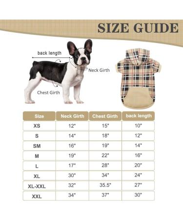 EXPAWLORER Plaid Dog Hoodie - British Style Soft Sweater Warm Dog Sweatshirt with Dog Lead Hole Hooded Cold Weather Clothes Outfits Winter Coat for Small Medium Large Dogs M Beige - Buy Online on GoSupps.com