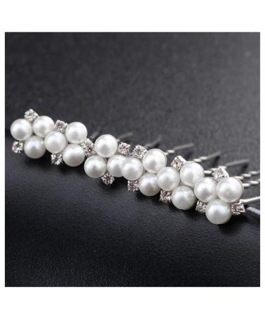 Anglacesmede Bridal Hair Pins Crystal Hair Pin Pearl Bobby Pins Wedding Headpiece Bridesmaid Flower Girl Hair Accessories for Women and Girls(Silver)