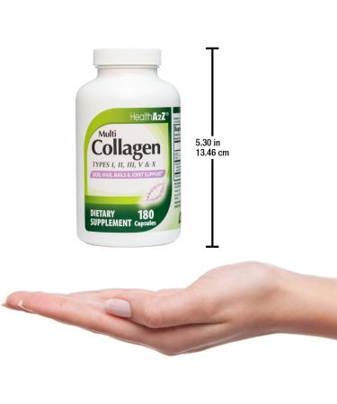 HealthA2Z Multi Collagen pills 1735mg -180 collagen capsules (60 servings) - Types I II III V & X for Healthy Skin Hair Nails & Joint Support - Buy Online on GoSupps.com