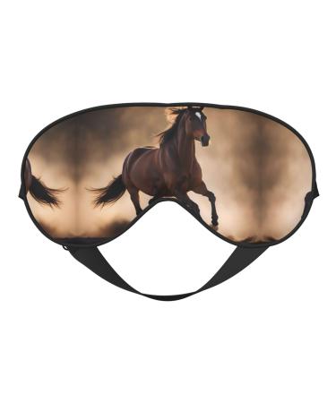 Running Horses Print Unisex Sleep Eye Mask Soft Comfort Eye Shade Cover for Travel/Yoga/Shift Work Black