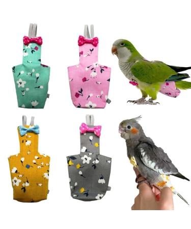 Parrot diaper with fly cute colorful fruit flower pattern small flight pet pigeons birds clothes cocka suit D0F7 washable medium-sized ST 4 flower patterns S