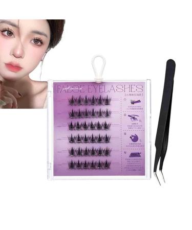 Fish Tails Glueless Press-On Eyelashes Press on Lashes No Glue Needed Reusable Self Adhesive Eyelashes DIY Lash Extension Kit With Lash Tweezers False Lashes Natural Lashes Style 5