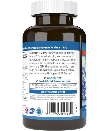Carlson - Super DHA Gems 500 mg DHA Supplements Norwegian Fish Oil Concentrate Wild-Caught Sustainably Sourced Fish Oil Capsules Cognitive Health 60 Softgels - Buy Online on GoSupps.com