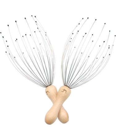 Usaga 28 Fingers Premium Head Massage Device - Scalp Massager with Wooden Handle - Relaxation & Relief (2 Pieces) - Best International Shipping - Buy Online on GoSupps.com