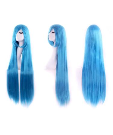 MapofBeauty 40 Azure Blue Anime Costume Long Straight Cosplay Wig - Perfect for Parties & Cosplay Events - Buy Online on GoSupps.com