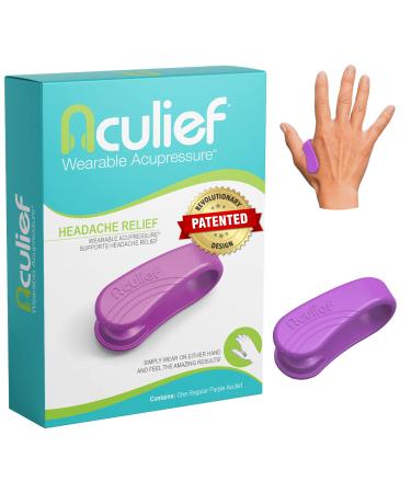 Aculief - Award Winning Natural Headache, Migraine, Tension Relief Wearable - Supporting Acupressure Relaxation, Stress Alleviation - Simple, Easy, Effective 1 Pack (Regular, Purple) Regular (Pack of 1) Purple