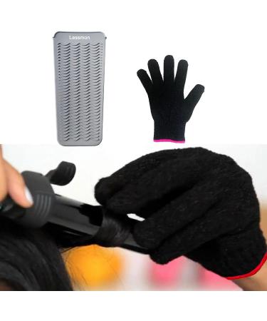 Heat-Resistant Mat Bag & Gloves for Hair Styling | 28.5cm x 14cm | Ideal for Curls & Smoothing Tools - Gray - Buy Online on GoSupps.com