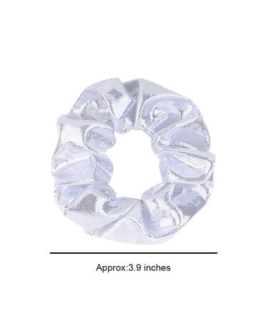 Set of 12 Silver Metallic Cheer Glitter Hair Scrunchies for Teen Girls and College Sports - Buy Online on GoSupps.com