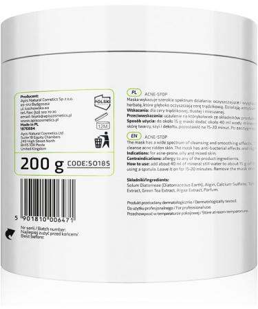 Apis Professional Acne Stop Algae Mask with Bamboo Green Tea and Dead Sea Black Mud 200g - Buy Online on GoSupps.com