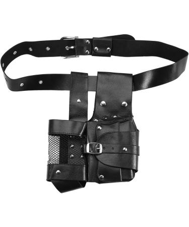 Professional Hair Care Styling Tools Waist Bag - PU Leather Hairdressing Pouch for Barber Scissors and Combs with Removable Belt (Black) - Buy Online on GoSupps.com