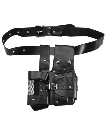 Hair Care Styling Tools Waist Bag Professional Salon PU Leather Hairdressing Pouch Holster Barber Scissor Comb Holder Case with Removable Waist Belt (Black)