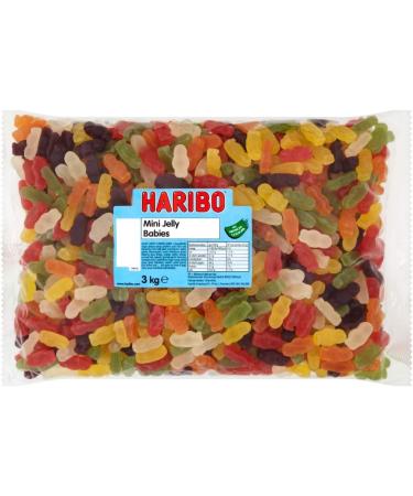 HARIBO Mini Jelly Babies Bulk Bag 3 kg (Pack of 1) 11150 & Yellow Belly Giant Snakes Yellow Bellies Bulk Sweets 3kg 3 kg (Pack of 1) + Yellow Bellies Bulk Sweets - Buy Online on GoSupps.com