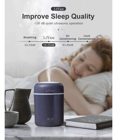 Portable Mini Humidifier with Colorful Light | 2 Mist Modes, Auto Shut-Off | for Bedroom, Office, Home, Car - Navy Black - Buy Online on GoSupps.com