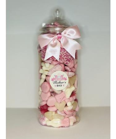 Happy Mothers Day Mum Filled Pink Pick N Mix Gummy Sweet Jar Gift Present 970ml - Buy Online on GoSupps.com