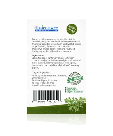 Natural Thyme Organic Soap Bar | Exfoliating Plant-Extract Body & Shampoo Soap | Handmade Moisturizing Aromatherapy | GMO-Free SLS-Free | USA Made - 4 oz by Bio-Safe Organics - Buy Online on GoSupps.com