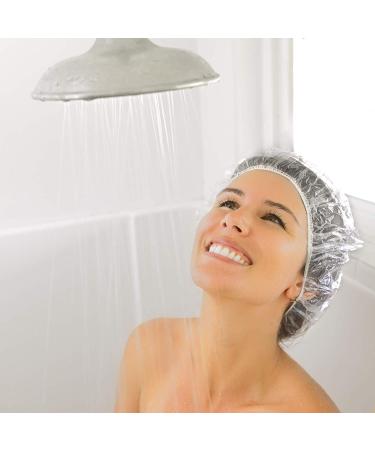 Auban 50 PCS Disposable Shower Cap - Clear Waterproof Plastic Hair Bath Caps for Women, Kids, Spa, Hotel, Home Use - 1 Pack - Buy Online on GoSupps.com
