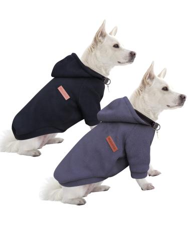 Hualisiji dogs hoodie dogs sweatshirt fleece sweater dog chihuahua sweater warm and light with a soft texture easy to wear and light colors (s black+gray) S 2PCs black+gray