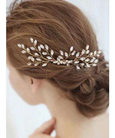 Teyglen Dainty Rhinestone Bride Wedding Hair Comb Headband | Luxurious Rose Gold Bridal Side Hair Combs for Women - Buy Online on GoSupps.com