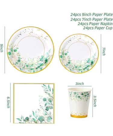 piuryue Green Paper Plates Set for 24 People As Shown Decoration Set Sage Green Paper Plates and Napkins Cups Set for Birthday Supplies Wedding - Buy Online on GoSupps.com