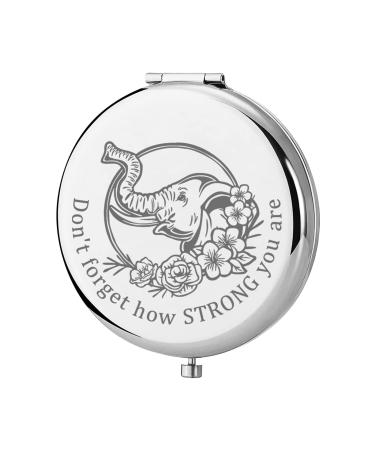 KEYCHIN Elephant Inspired Pocket Mirror Elephant Lover Gifts Don't Forget How Strong You are Elephant Compact Mirror for Women Girls Teenagers (Elephant Mirror-S)