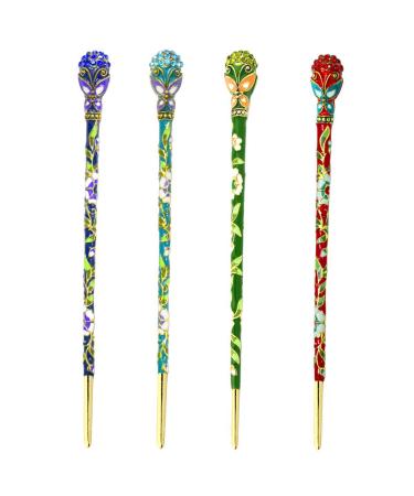 Chinese Traditional Style Hair Sticks Shawl Pins Set - Butterfly Blue (2 Count) - Hair Updo Accessory for Women and Girls - Buy Online on GoSupps.com