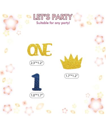 Set of 24 Crown One Cupcake Toppers Blue&Gold Glitter Number 1 Sign Cupcake Picks 1st Birthday Cake Decorations Anniversary/Baby Shower Party Supplies - Buy Online on GoSupps.com